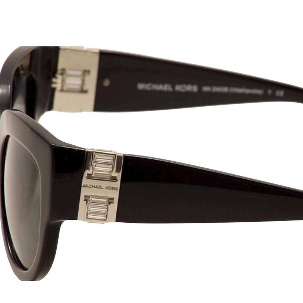 Michael Kors Women’s Chunky Frame Sunglasses Black Baguette Crystal Villefranche - Picture 5 of 16